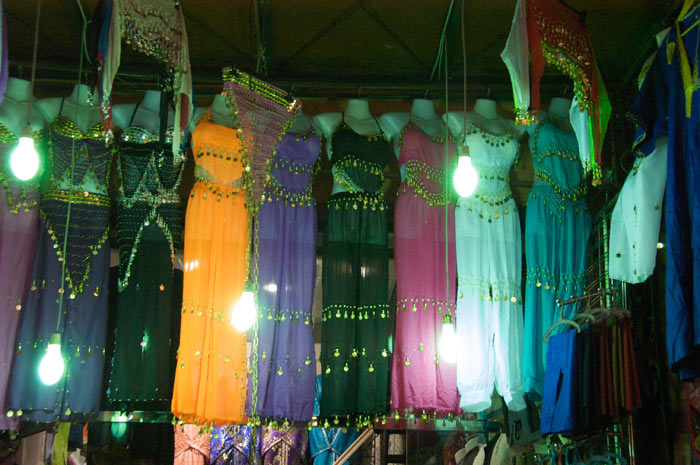 Photo clothes Marrakesh shop medina souk with traditional Moroccan clothes