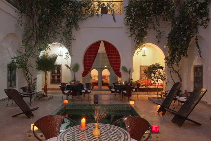 Photo of courtyard patio of Riad Dar Bounouar in Marrakech