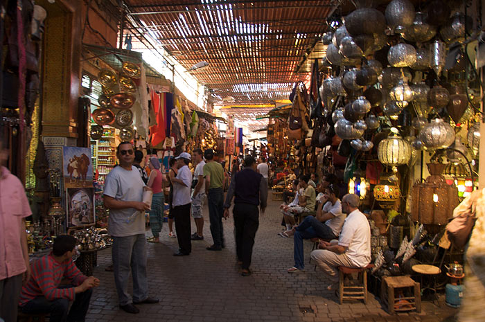 Photo of inside Marrakech souks in the old Medina of the city
