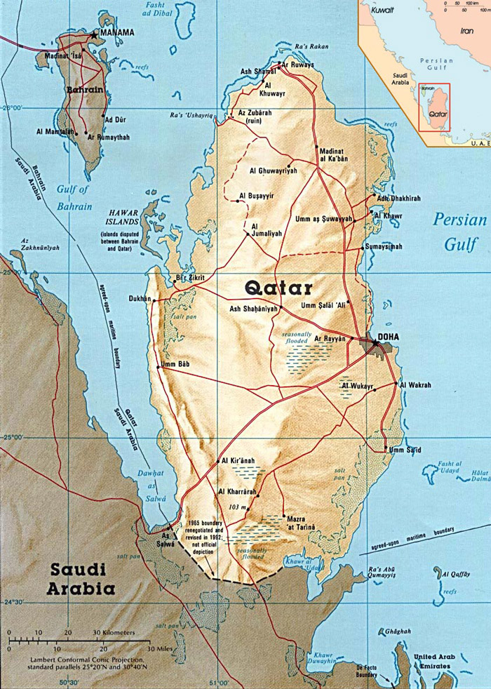 Mapa do Qatar