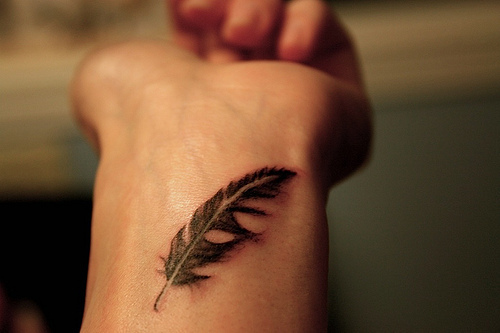 Female Wrist Tattoo - Inner Wrist Tattoo Design with Feather