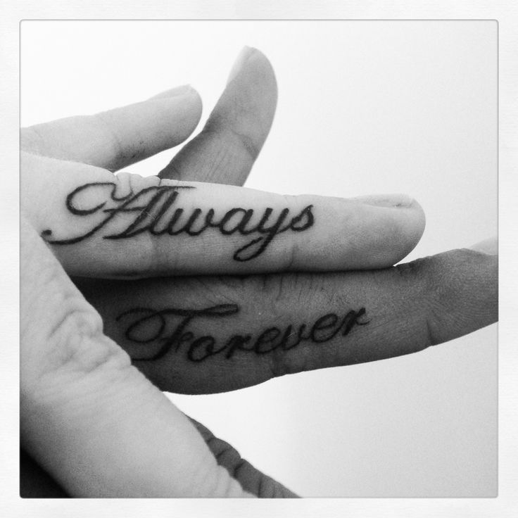 Words Always and Forever tattoo design - wedding tattoo idea for couples