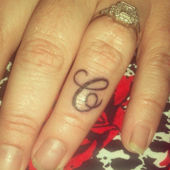 Name tattoo design on top of the finger