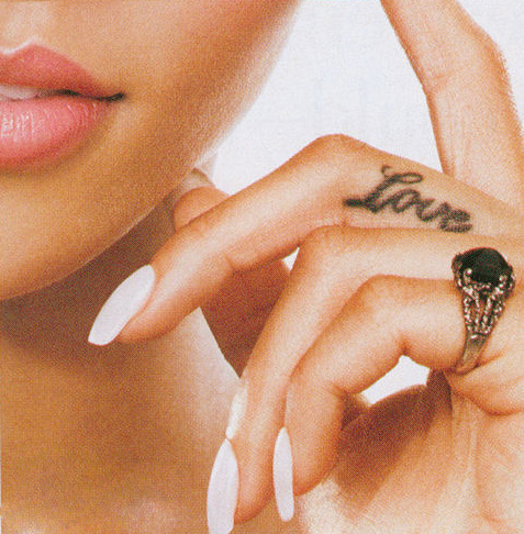 Feminine Love word finger tattoo design