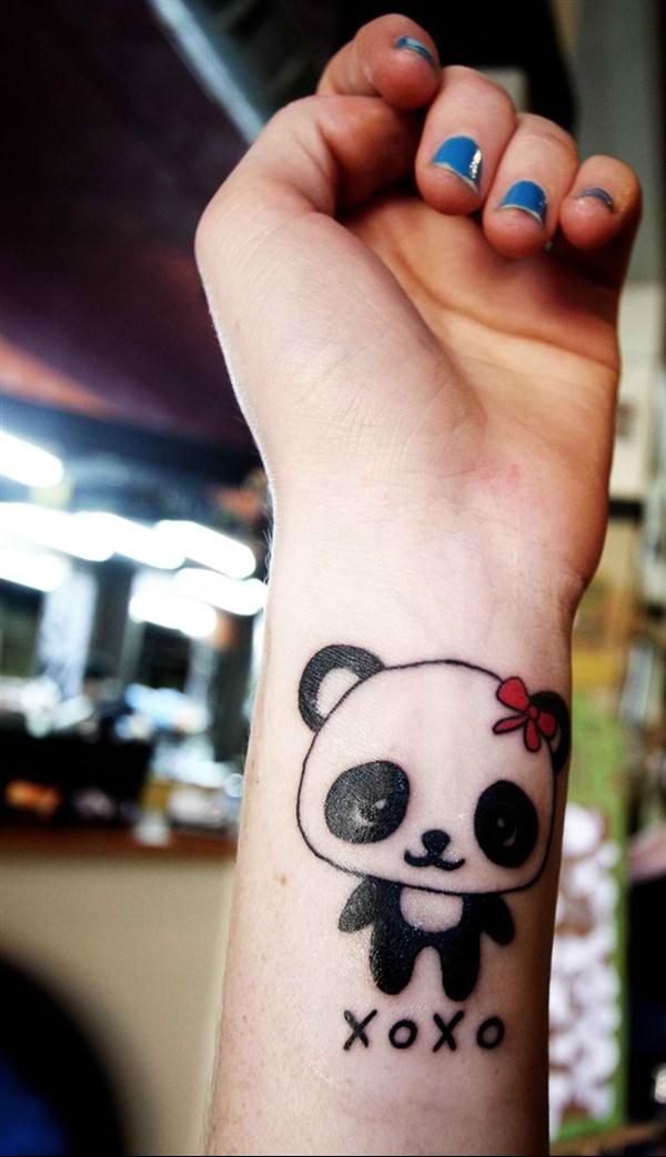Panda tattoo design on wrist - wrist tattoo for women
