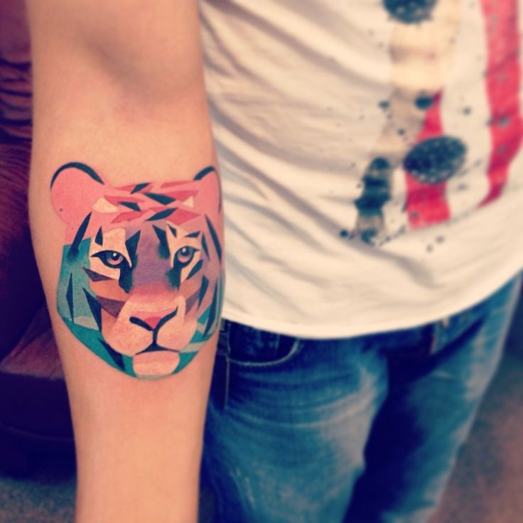 Tiger head tattoo designs on forearm