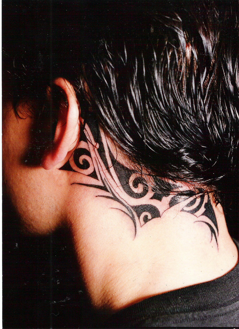 Tribal neck tattoo designs for men