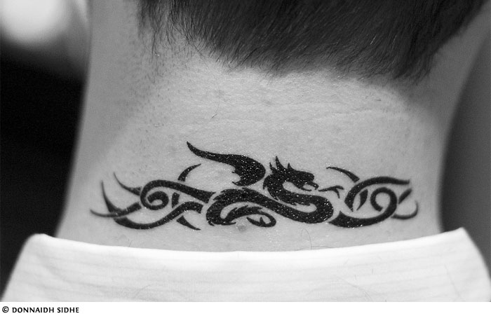 Tribal dragon neck tattoo ideas