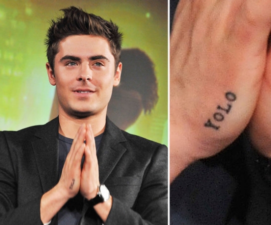 Zac Efron tatuagem com nome na mão