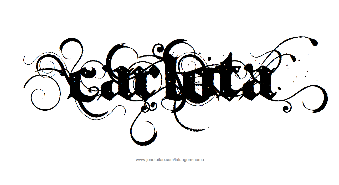 Desenho de Tatuagem com o Nome Carlota