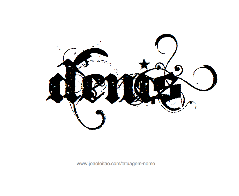 Desenho de Tatuagem com o Nome Denis