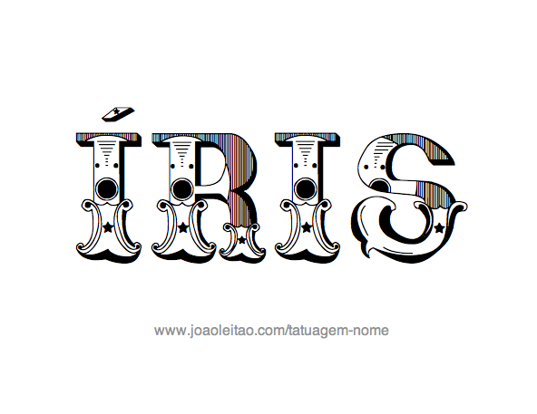 Desenho de Tatuagem com o Nome Iris