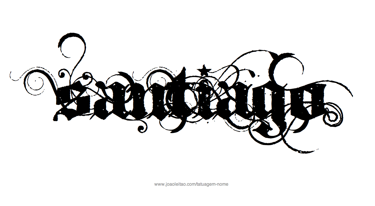 Desenho de Tatuagem com o Nome Santiago