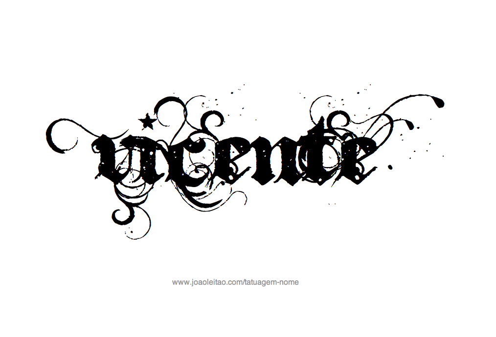 Desenho de Tatuagem com o Nome Vicente
