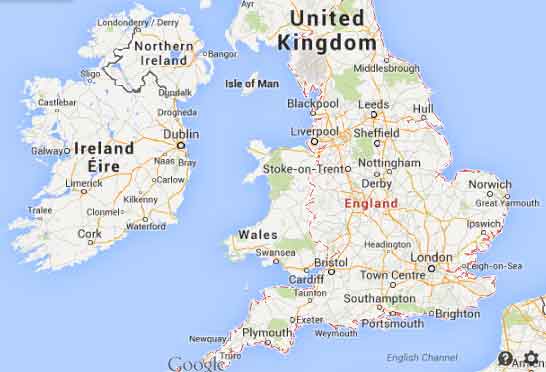 Inglaterra Mapa - En el mapa de inglaterra se puede observa que por el