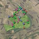 Mapa da Zona Internacional no Baghdad, Iraque