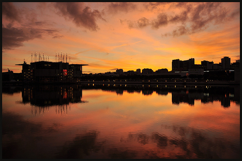 Fotografia do por do Sol no Parque das Nações