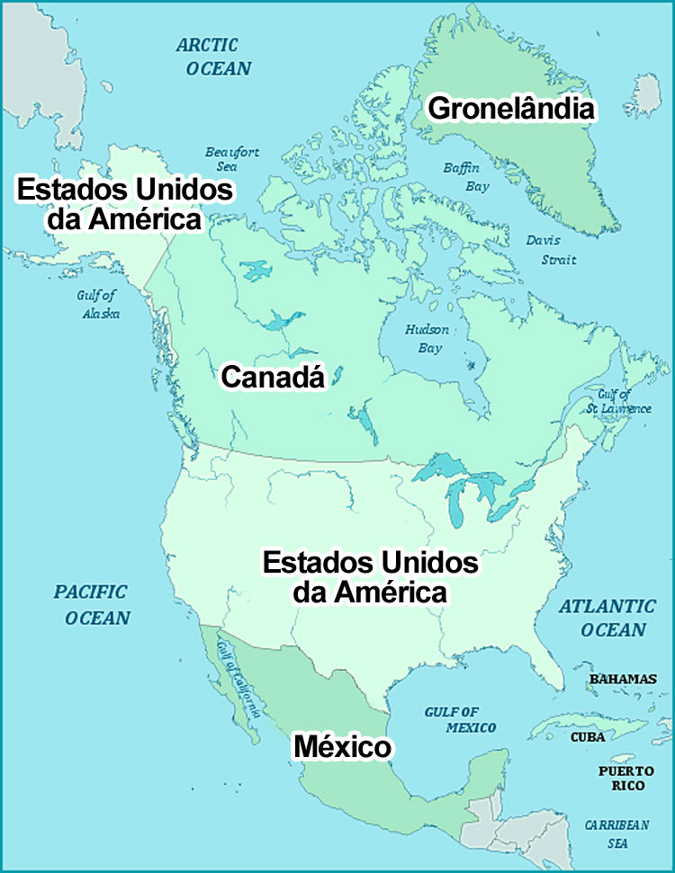 Mapa Da América Do Norte Mapa Continente Americano