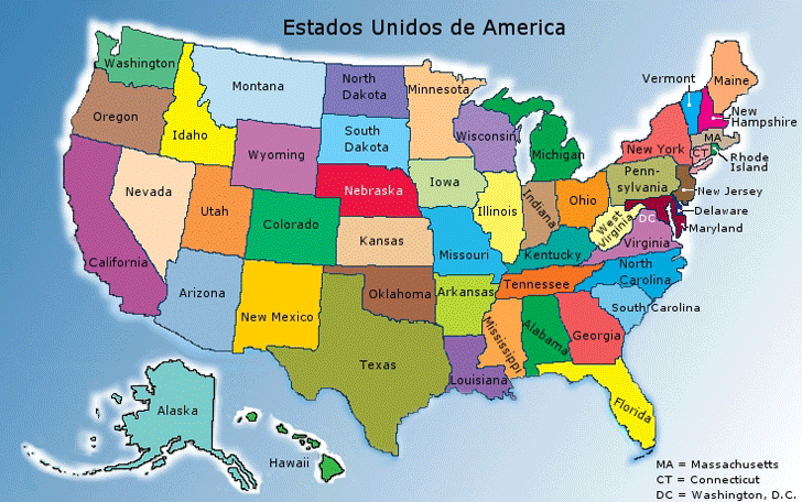 Resultado de imagem para mapa dos estados unidos