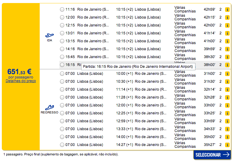 Bilhete aviao Rio de Janeiro Lisboa em Portugal
