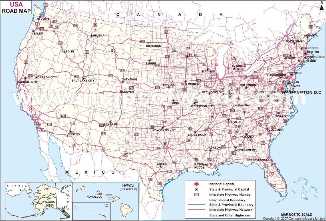 Mapa de Estradas dos Estados Unidos da America