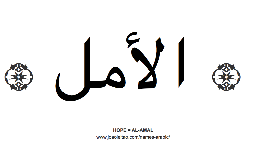 Word Hope in Arabic = AL-AMAL