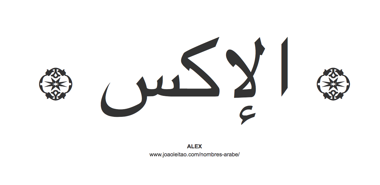 Alex en árabe, nombre Alex en escritura árabe, Cómo escribir Alex en árabe