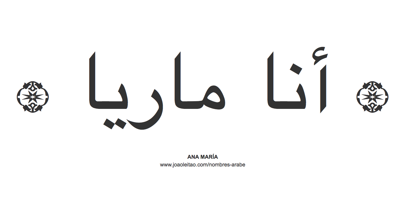 Ana María en árabe, nombre Ana María en escritura árabe, Cómo escribir Ana María en árabe