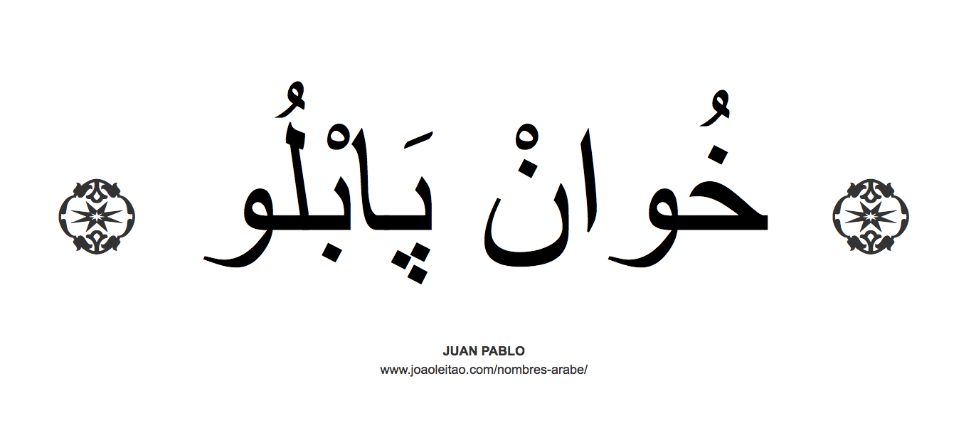 Juan Pablo en árabe, nombre Juan Pablo en escritura árabe, Cómo escribir Juan Pablo en árabe