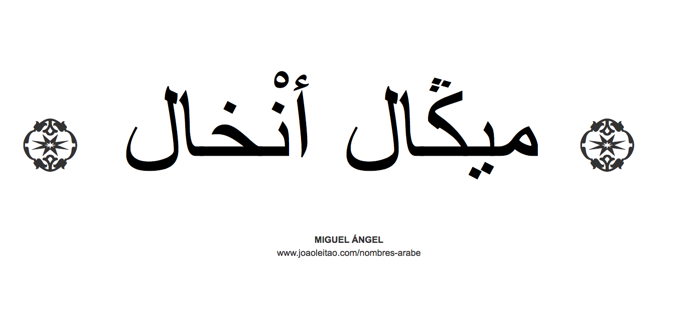 Miguel Ángel en árabe, nombre Miguel Ángel en escritura árabe, Cómo escribir Miguel Ángel en árabe