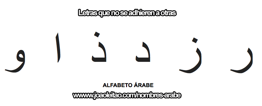 Letras arabes que nao pegam na palavra
