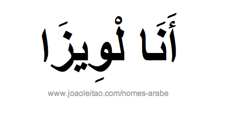 Nome Ana Luisa em Árabe, Como Escrever Ana Luisa em Árabe