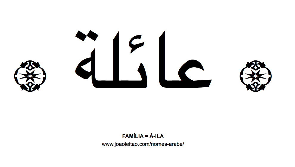Palavra FAMÍLIA escrita em árabe, A-ILA - عائلة
