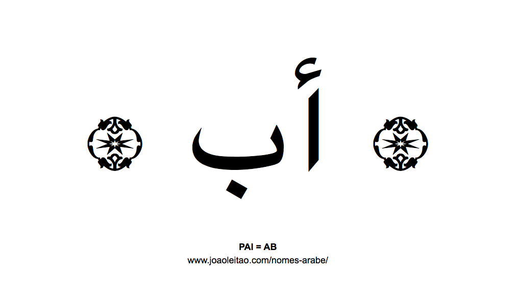 Palavra PAI escrita em árabe, UALID - والد