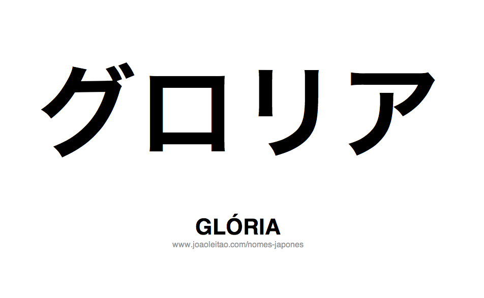 Nome GLORIA Escrito em Japones