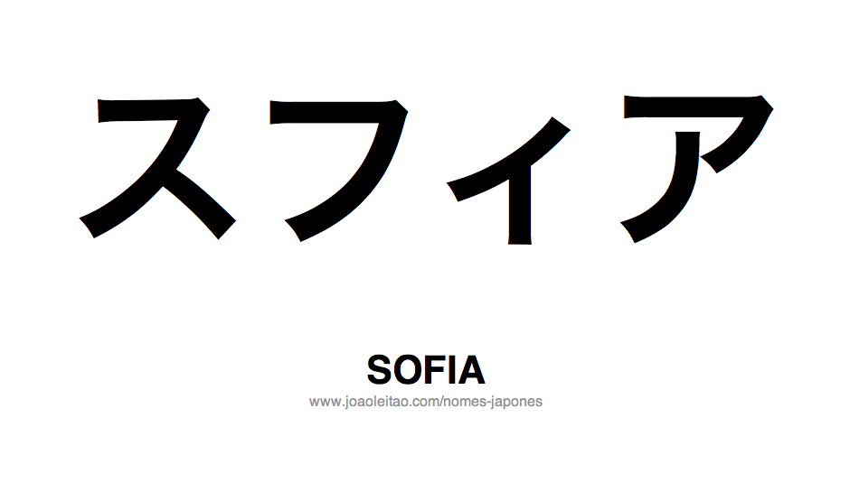 Nome SOFIA Escrito em Japones