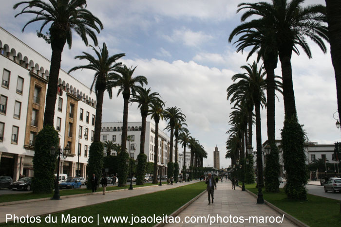 Jardin de l'Avenue Mohammed V au centre ville de Rabat