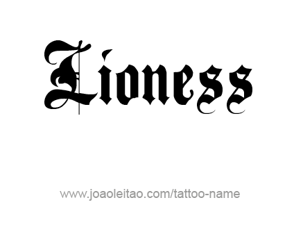 Tattoo Design Animal Name Lioness