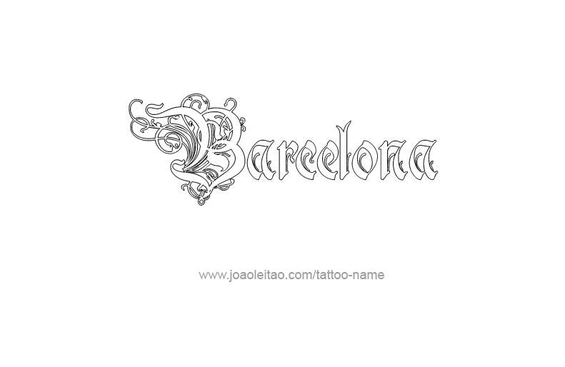 Tattoo Design City Name Barcelona