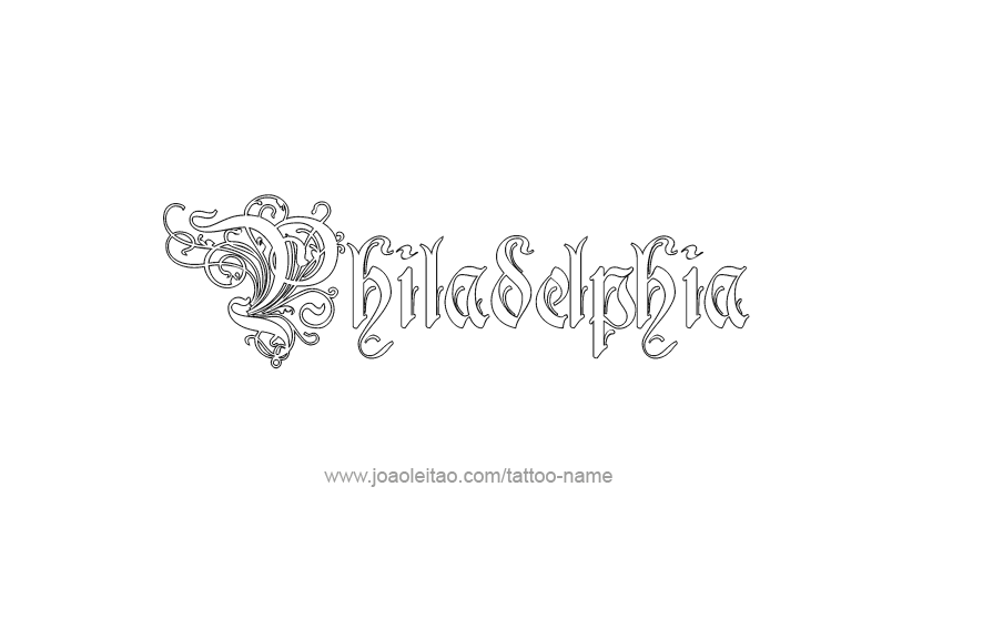 Tattoo Design City Name Philadelphia