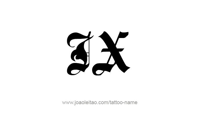 Tattoo Design Roman Numeral IX (9)