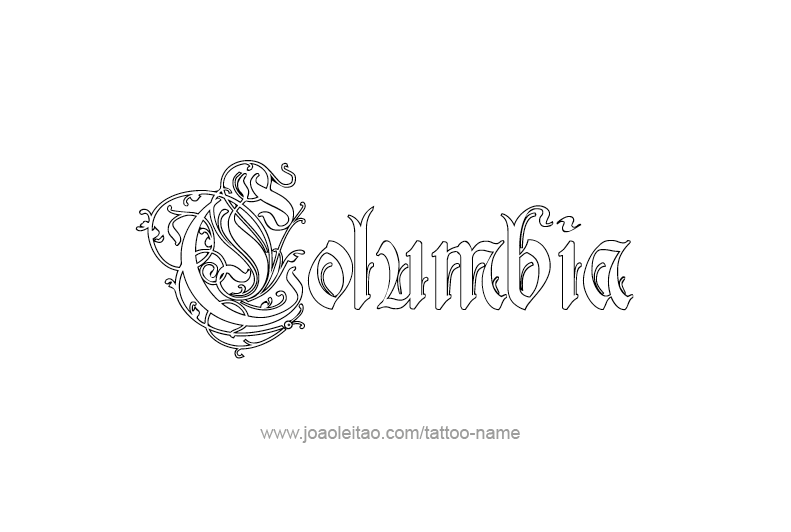 Tattoo Design USA Capital City Name Columbia