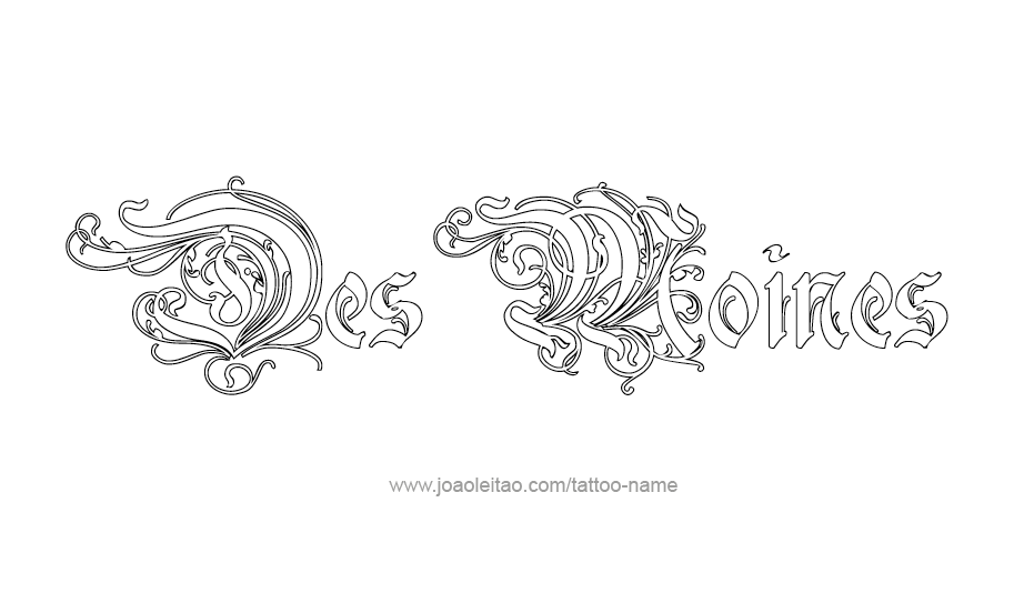 Tattoo Design USA Capital City Name Des Moines