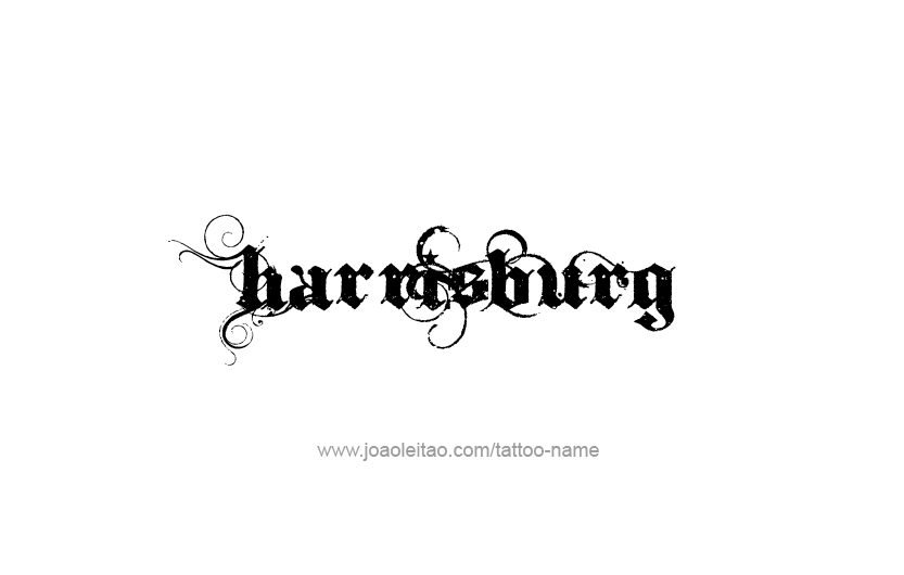 Tattoo Design USA Capital City Name Harrisburg