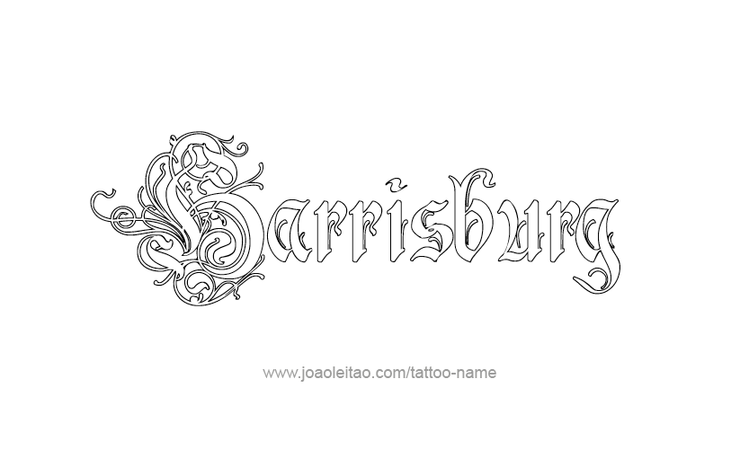 Tattoo Design USA Capital City Name Harrisburg