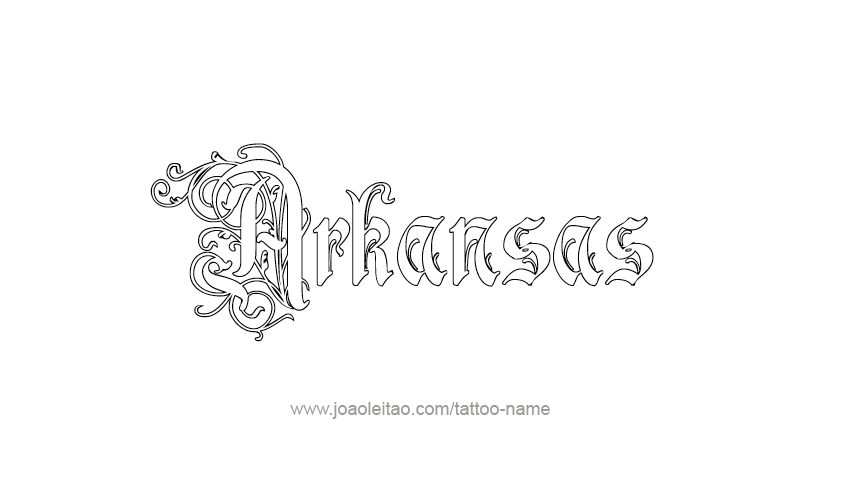 Tattoo Design USA State Name Arkansas