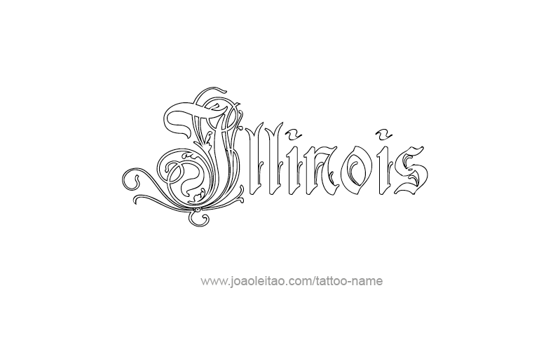 Tattoo Design USA State Name Illinois