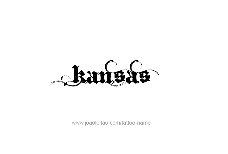 Tattoo Design USA State Name Kansas