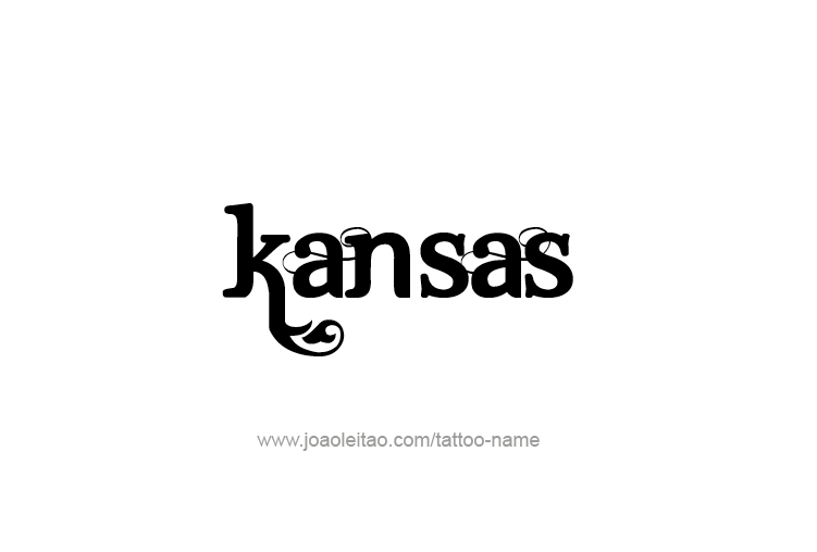 Tattoo Design USA State Name Kansas