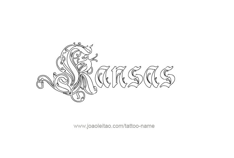 Tattoo Design USA State Name Kansas